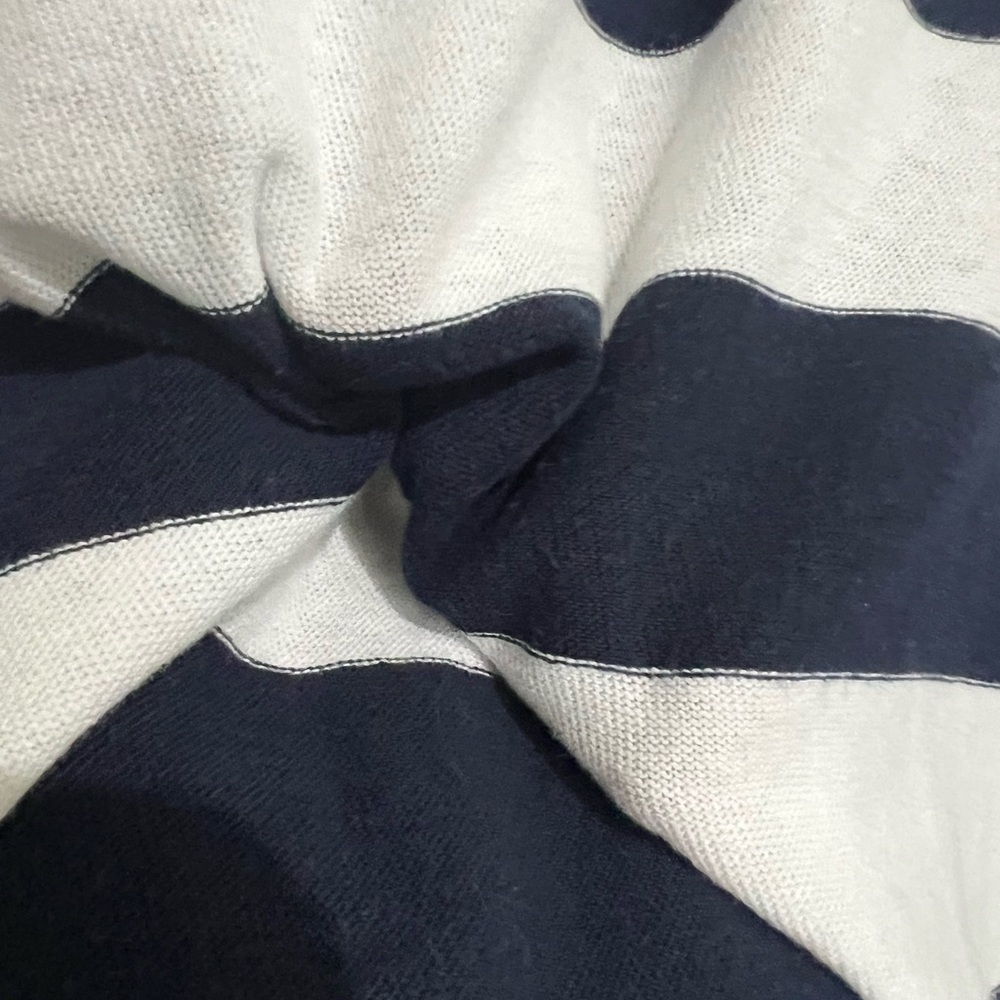 🦞J. Crew Navy and White Striped Slub Knit Sweater Tee Size Small Nautical Beach - Picture 5 of 6